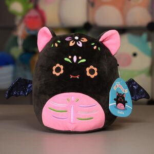8" Dalia the Day of the Dead Black & Pink Bat Squishmallow Stuffed Plush